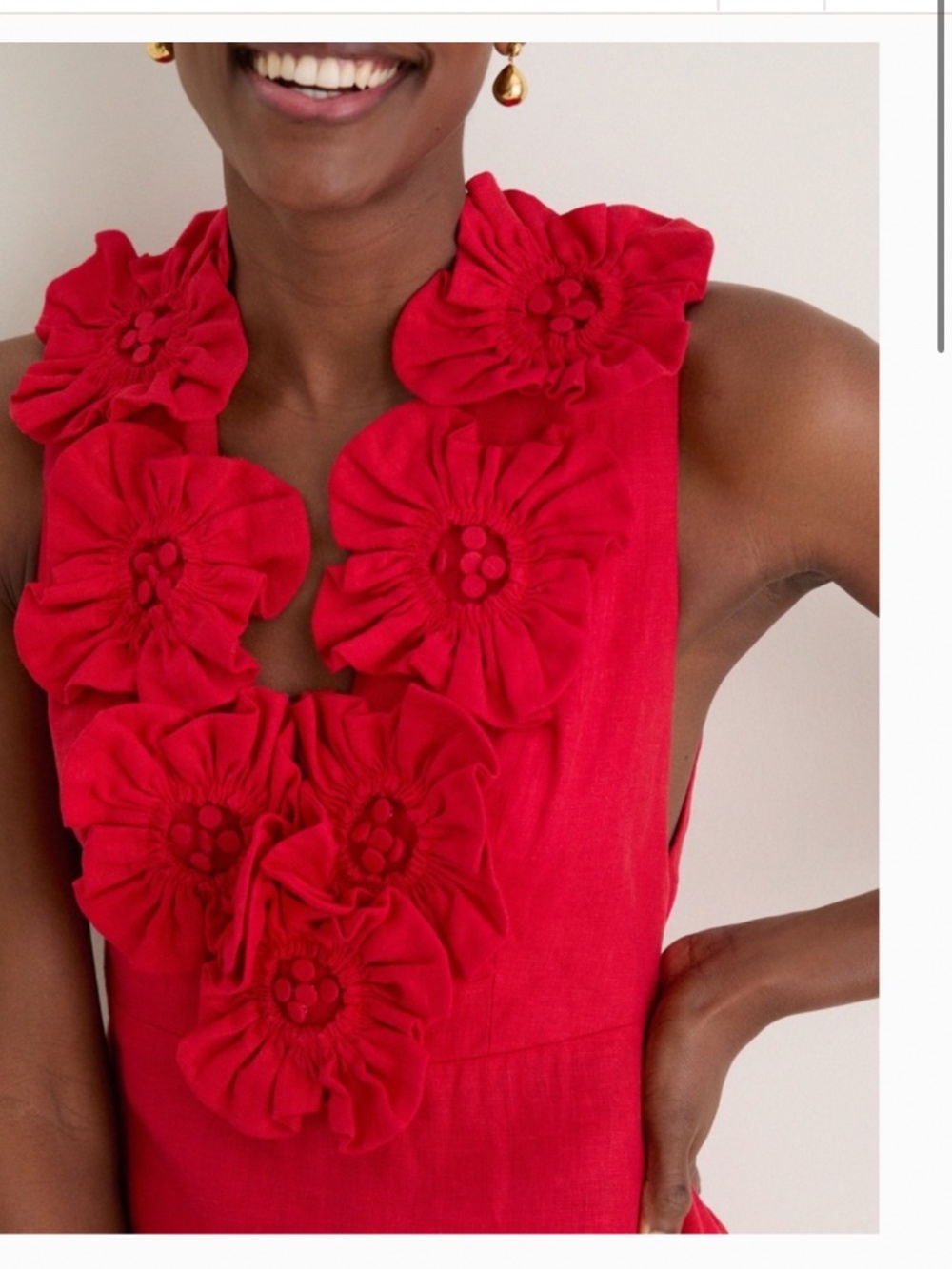 Red 3d Flower Maxi Dress - Picture 4 of 6